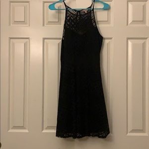 black high neck lace dress